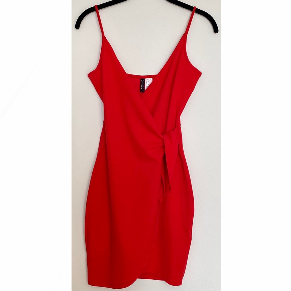 Red wrap dress